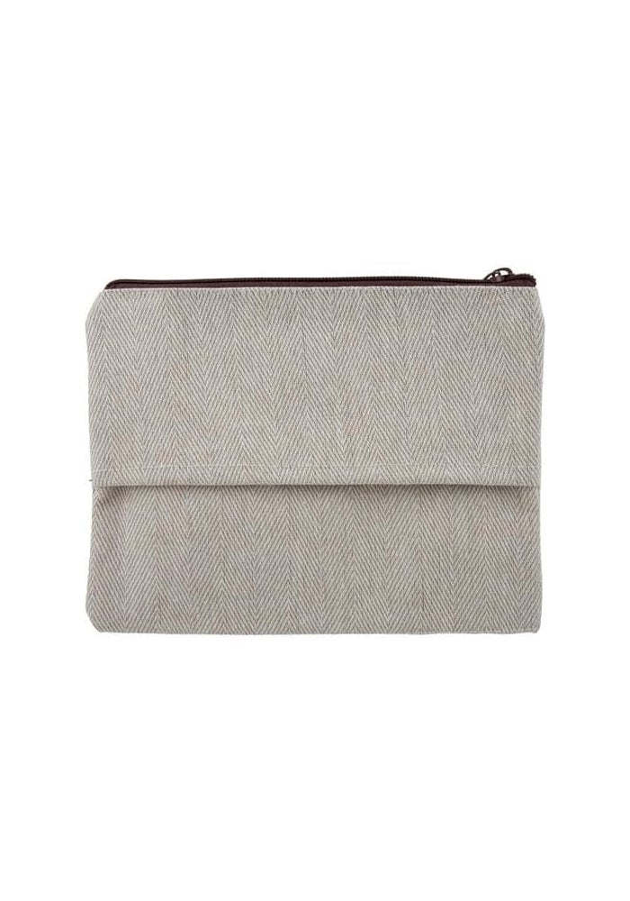 Daiso Flat Pouch – Beige Zippered Organizer Bag for Stationery, Makeup & Travel - Image 2